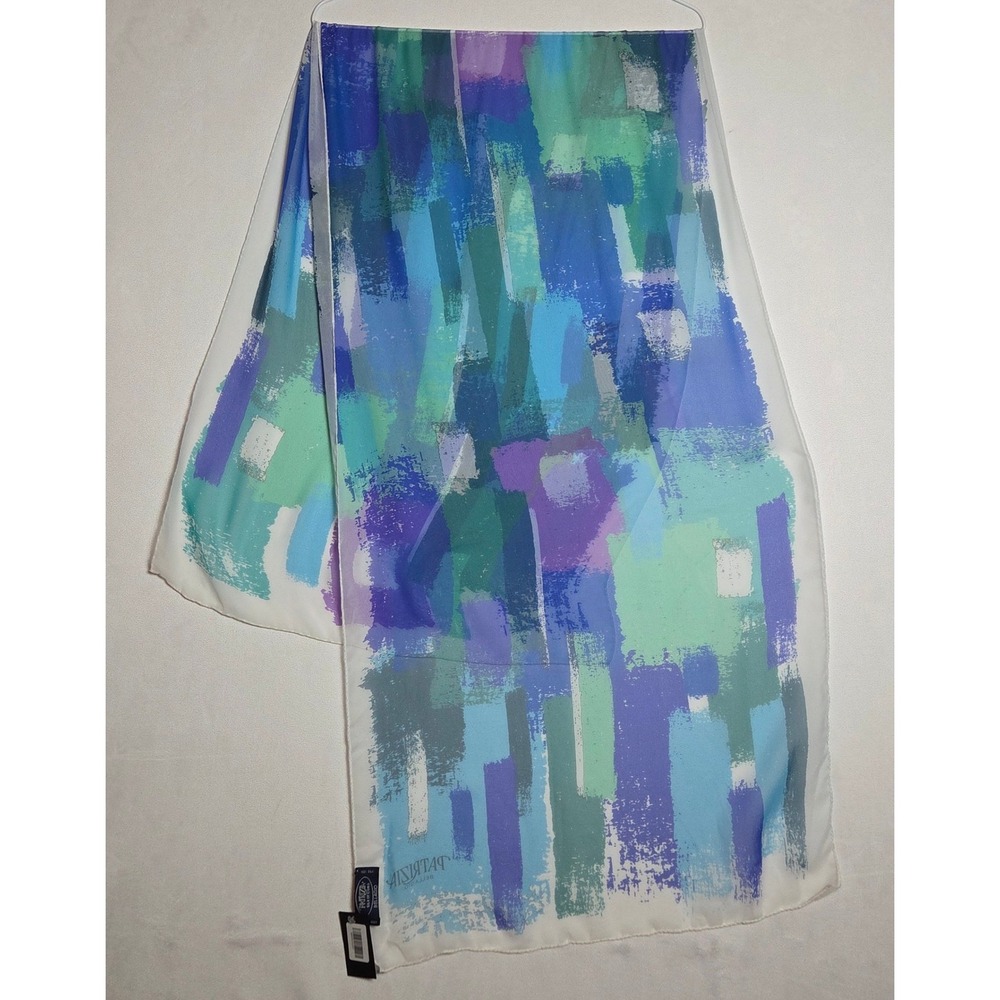 Patrizia Bellagio 100% Silk Of Como Scarf Watercolor Abstract Italian Luxury Art